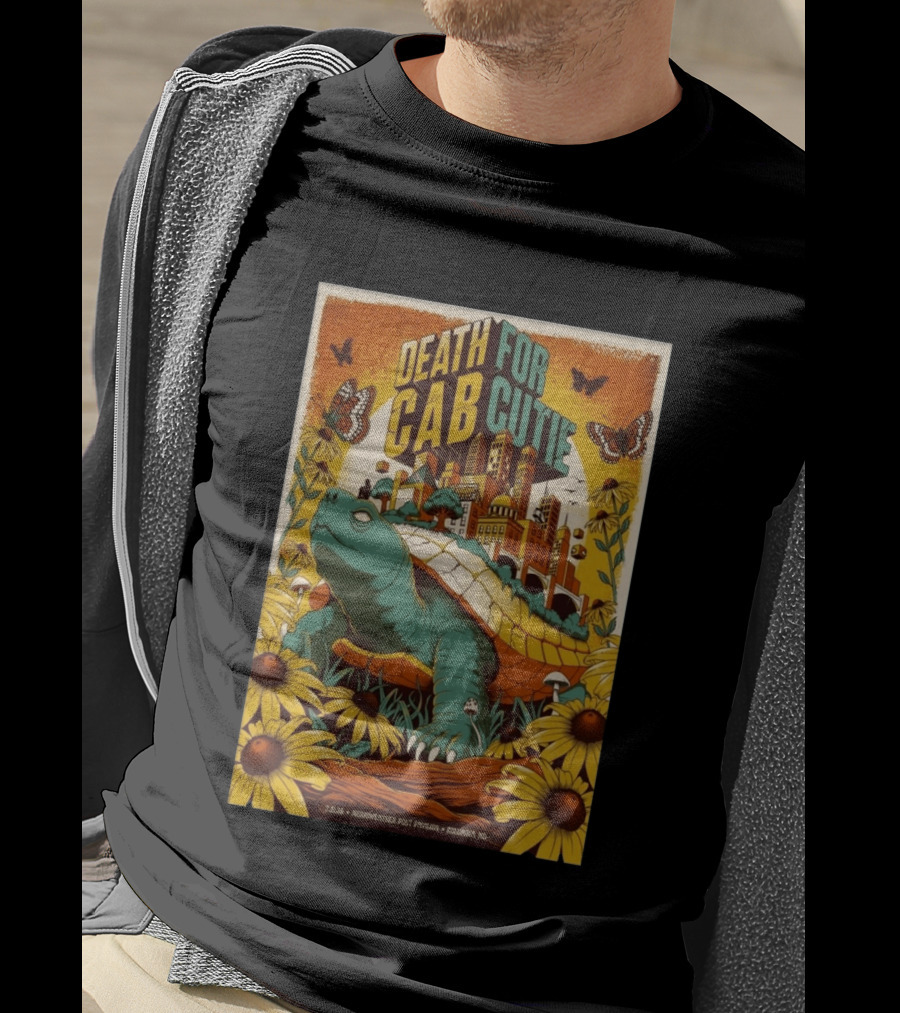 Death Cab For Cutie Merriweather Post Pavilion 7 21 2026 Columbia MD Art Butterflies Turtle Sunflowers T-Shirt