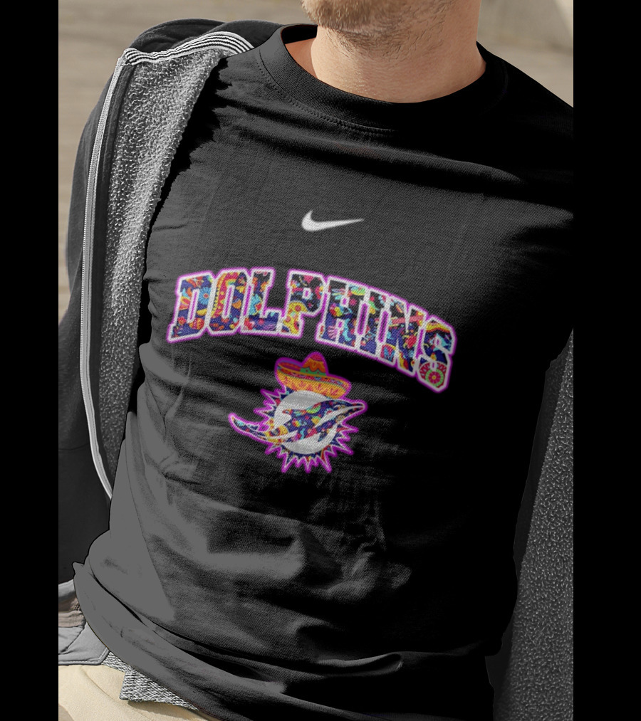 Nike Dolphins Hispanic Heritage Fiesta Florals Sombrero T-Shirt
