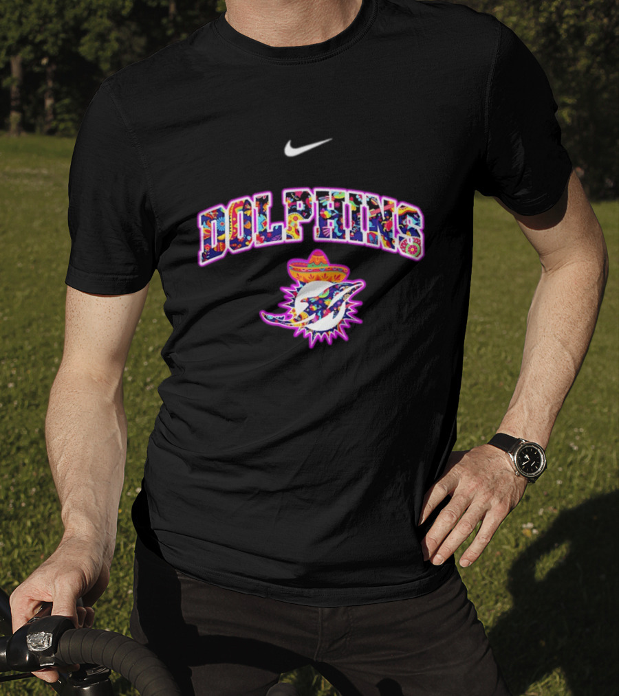 Nike Dolphins Hispanic Heritage Fiesta Florals Sombrero T-Shirt