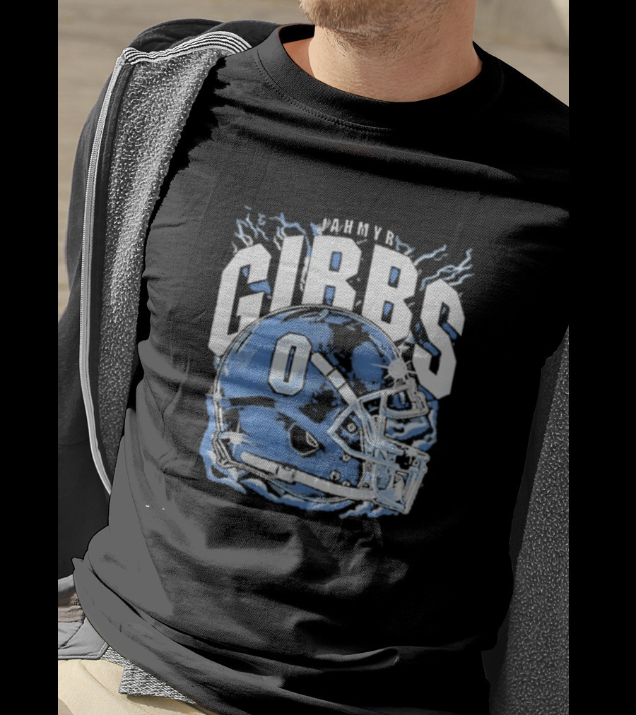 Jahmyr Gibbs Detroit Football Helmet Lions Number 0 T-Shirt