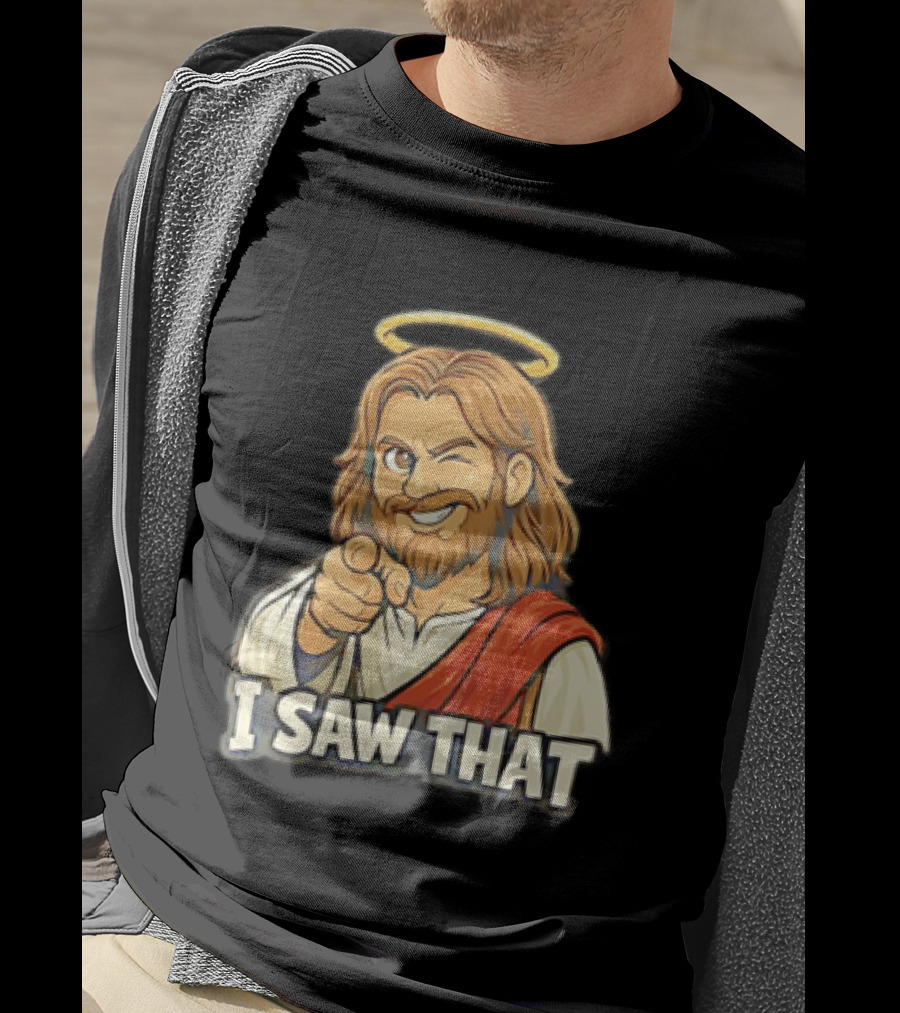 Jesus Winking Pointing I Saw That Halo Robe T-Shirt