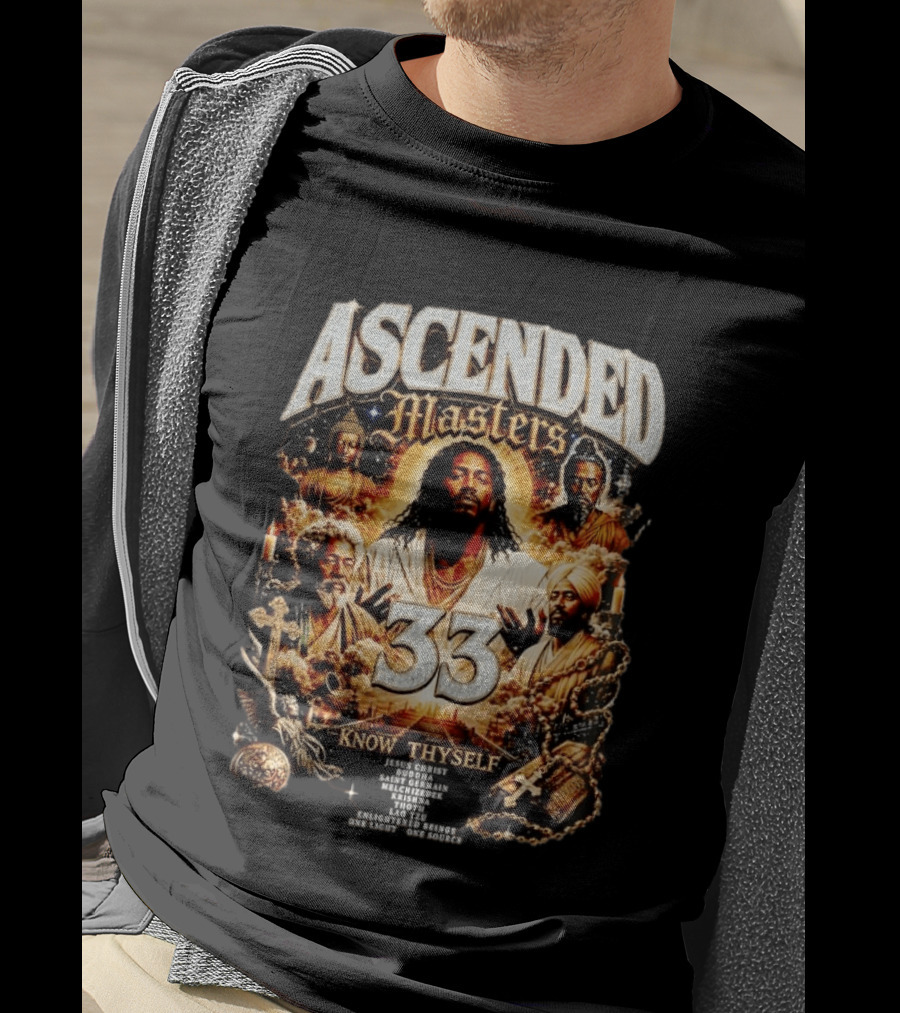 Ascended Masters 33 Jesus Christ Buddha Saint Germain Know Thyself Spiritual Enlightenment Vision T-Shirt