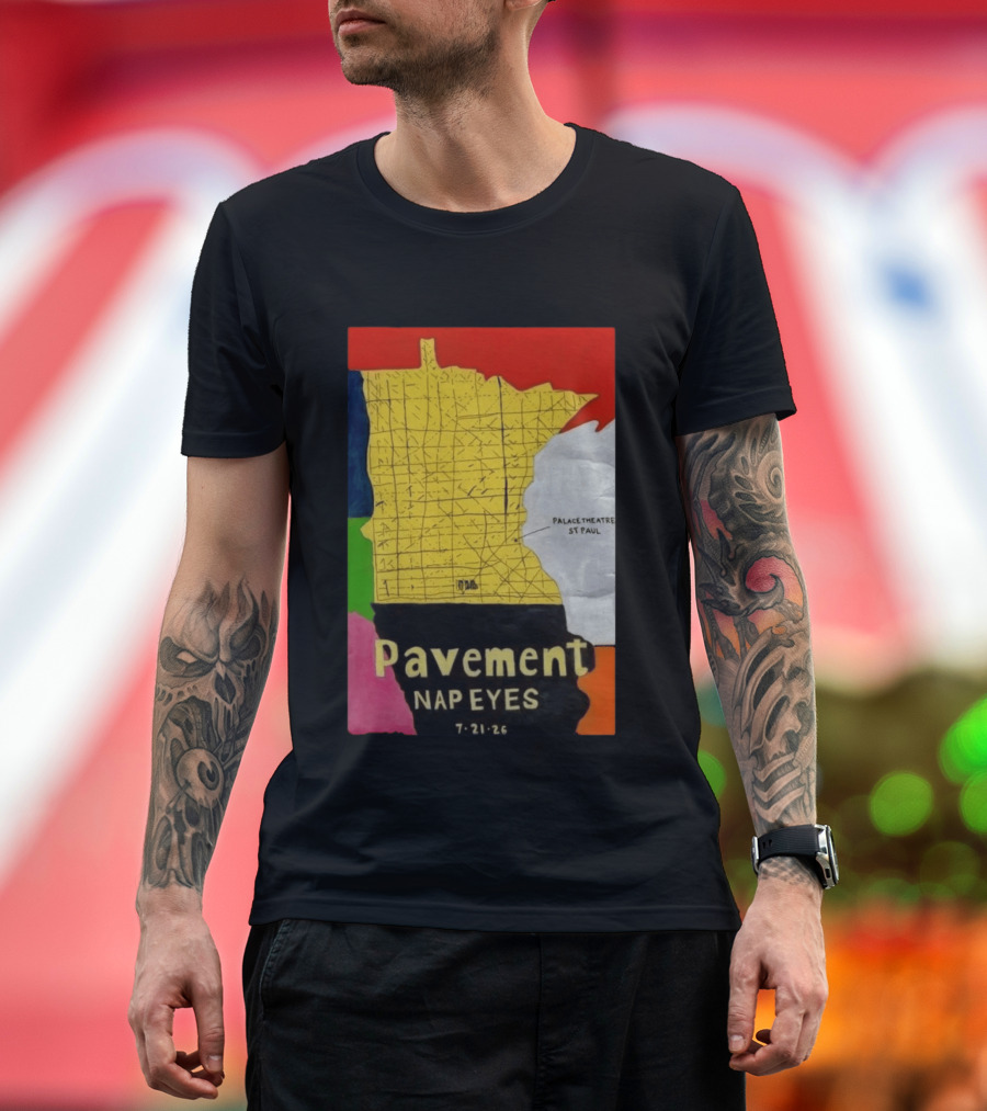 Pavement Nap Eyes Palace Theatre St Paul July 21 2026 Minnesota Map T-Shirt