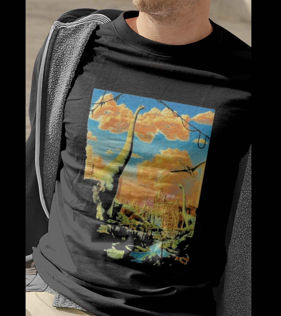 Phish Syracuse NY July 21 2026 St Joseph Health Amphitheatre Dinosaur Cityscape T-Shirt