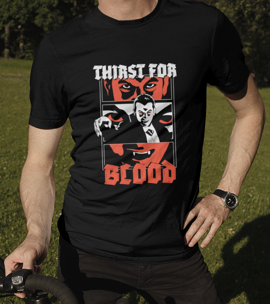 Thirst For Blood Vampire Horror Iconic Red Face T-Shirt