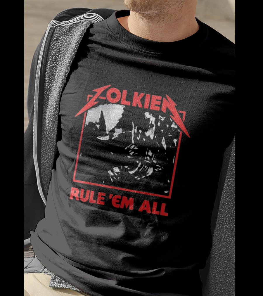 Tolkien Rule 'Em All Lord Of The Rings Metallica Mashup T-Shirt