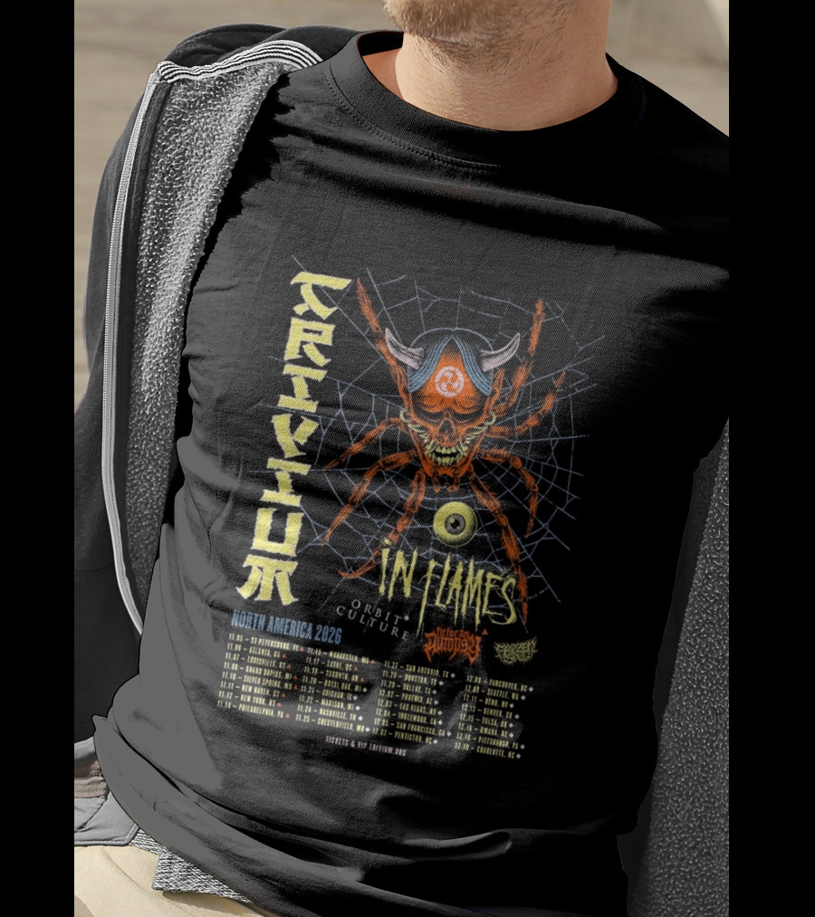 Trivium In Flames Orbit Culture North America 2026 Tour Dates And Cities With Spider T-Shirt