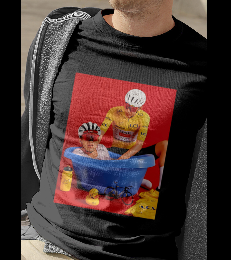 Tadej Pogačar Isaac Del Toro LCL UAE Team 2026 Cycling Bath Scene T-Shirt