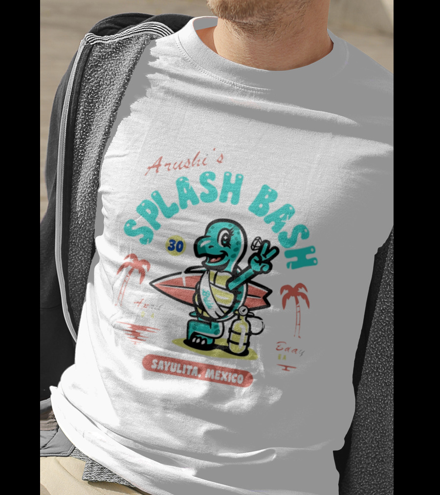 Arushi's Splash Bash Surfing Turtle 30th Birthday Sayulita Mexico T-Shirt