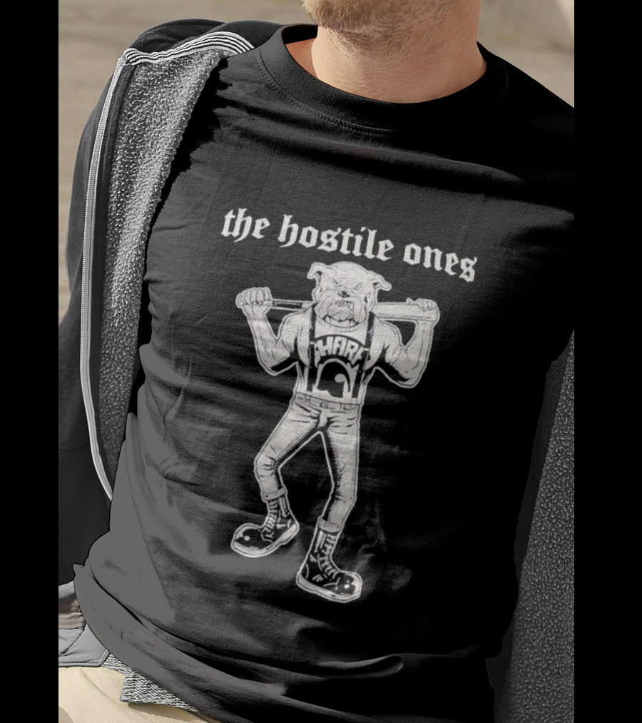 The Hostile Ones Bulldog With Baseball Bat And Suspenders Streetwear Rebel T-Shirt