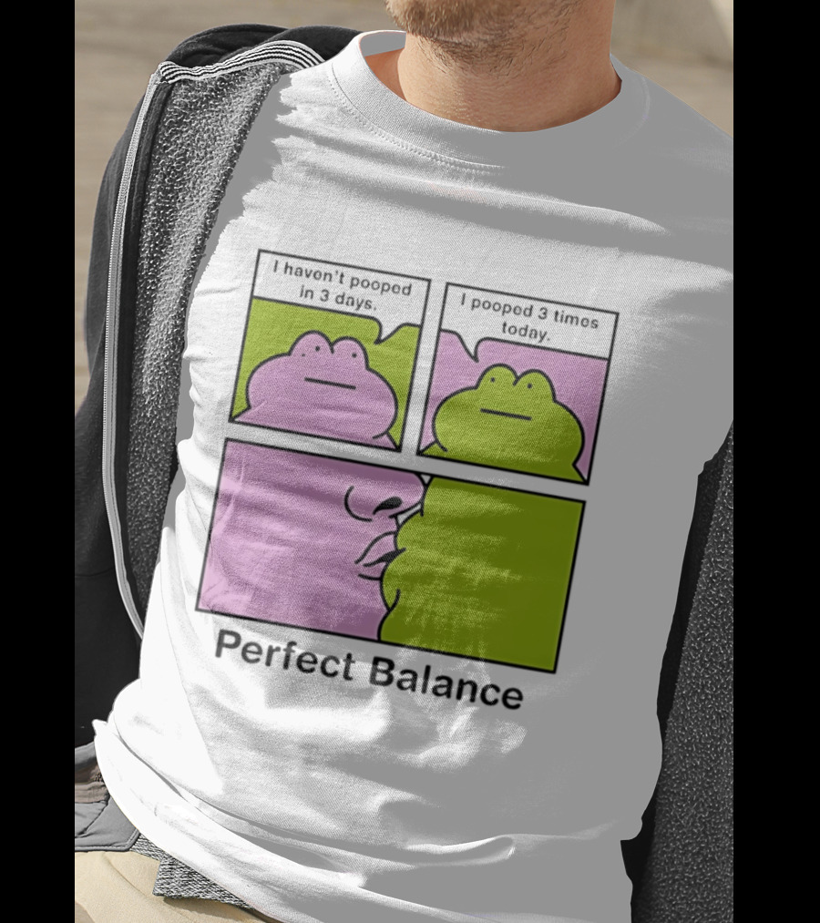 Perfect Balance Frog Meme I Haven't Pooped In 3 Days Pooped 3 Times Today T-Shirt