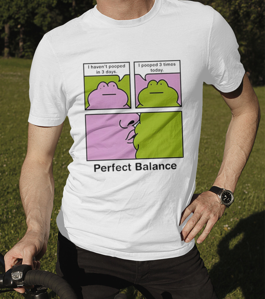 Perfect Balance Frog Meme I Haven't Pooped In 3 Days Pooped 3 Times Today T-Shirt