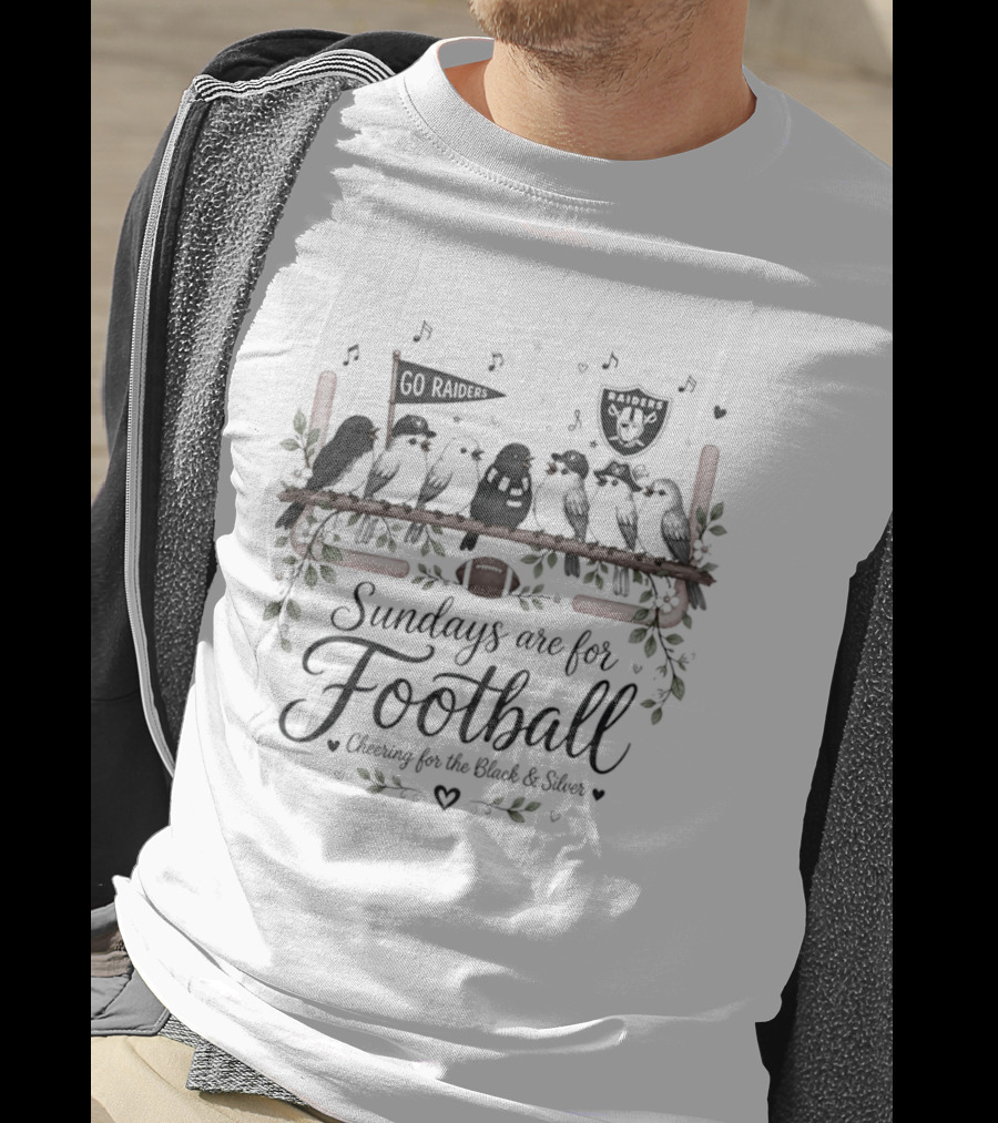Las Vegas Raiders Sundays Are For Football Cheering For The Black And Silver Birds T-Shirt