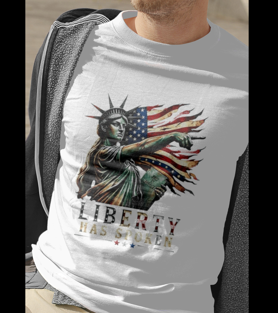 Sophia Cunningham Liberty Has Spoken Statue Of Liberty Pointing July Freedom Flag T-Shirt