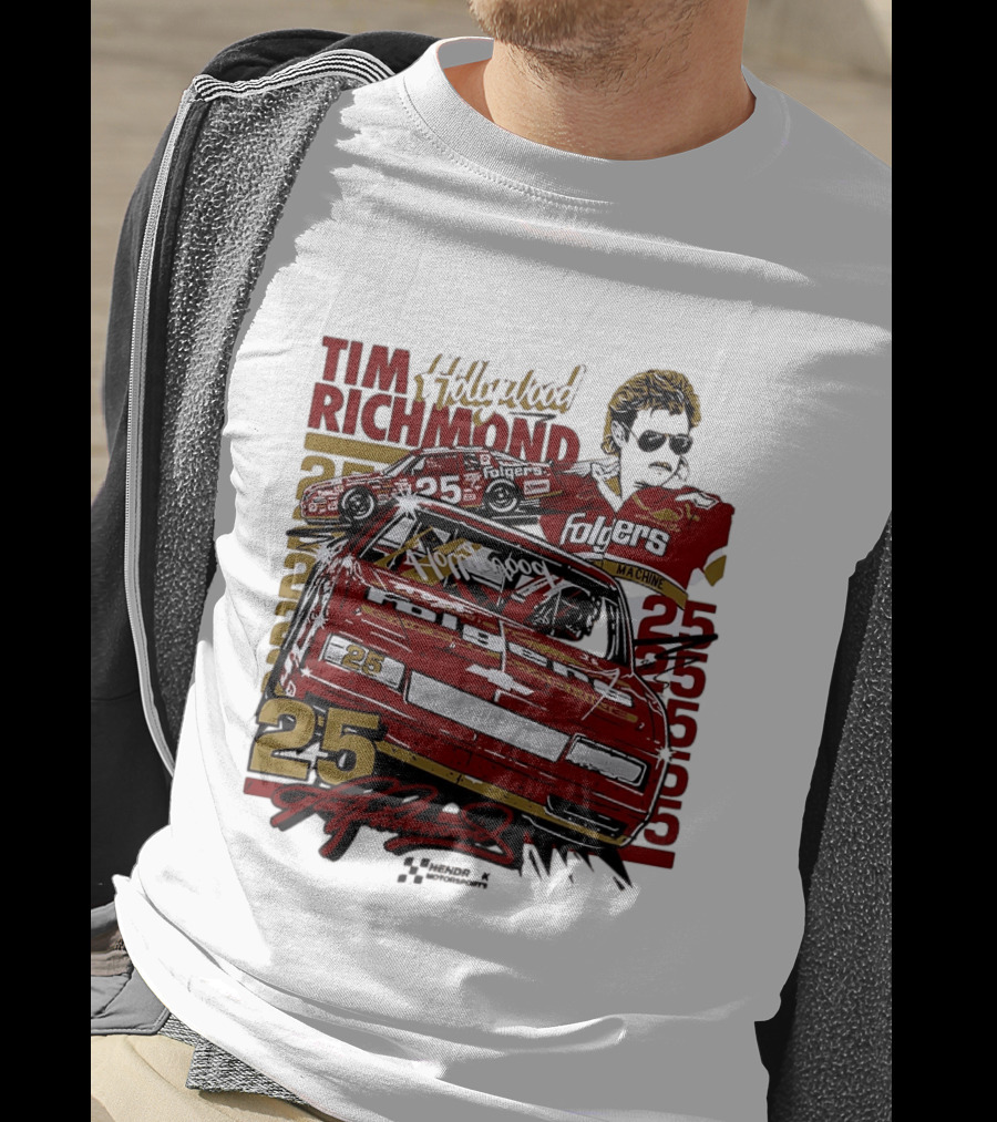 Tim Richmond Hollywood 25 Hendrick Motorsports Folgers NASCAR Racing T-Shirt