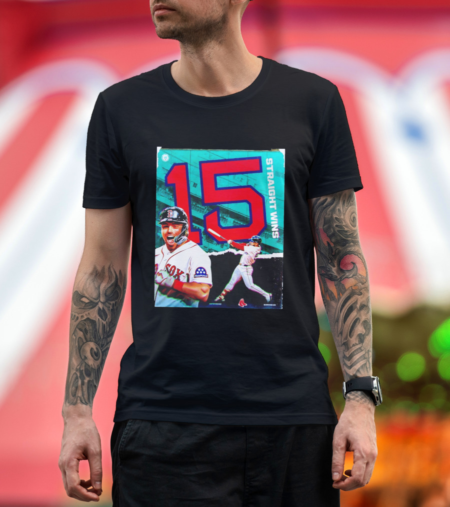 Boston Red Sox 15 Straight Wins Moose Mutual Collaboration T-Shirt
