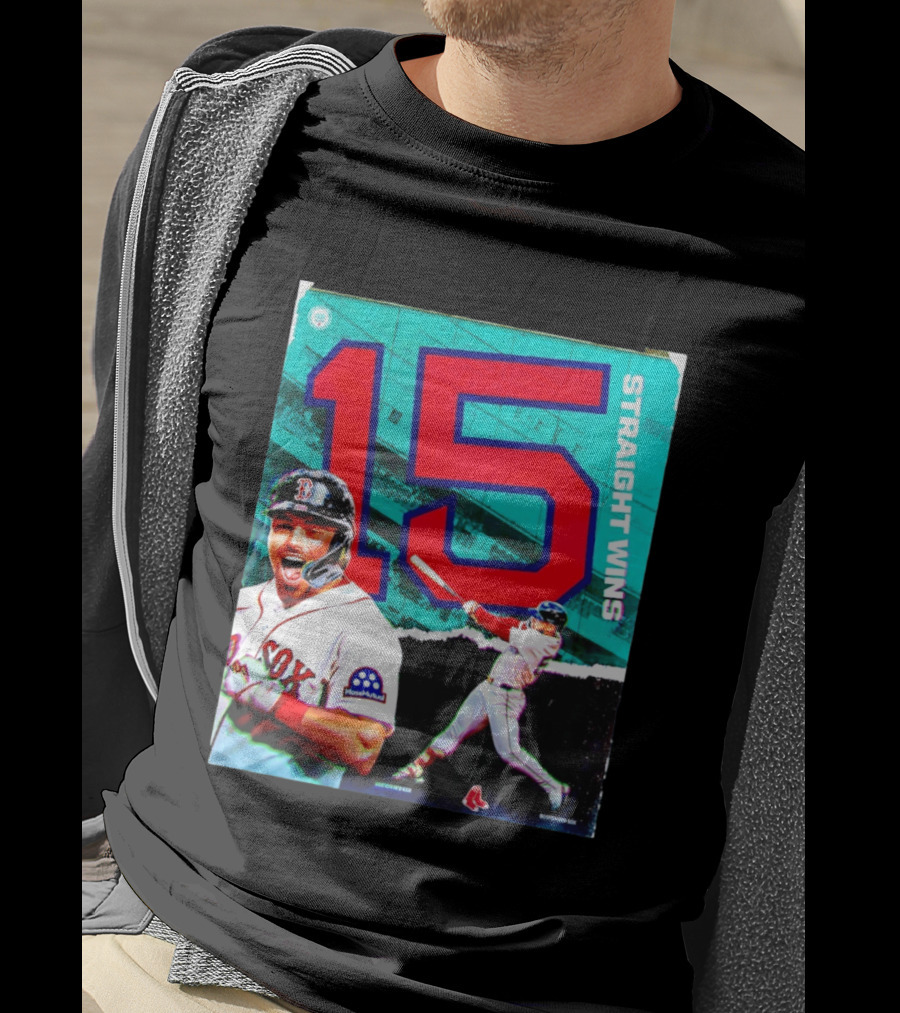 Boston Red Sox 15 Straight Wins Moose Mutual Collaboration T-Shirt
