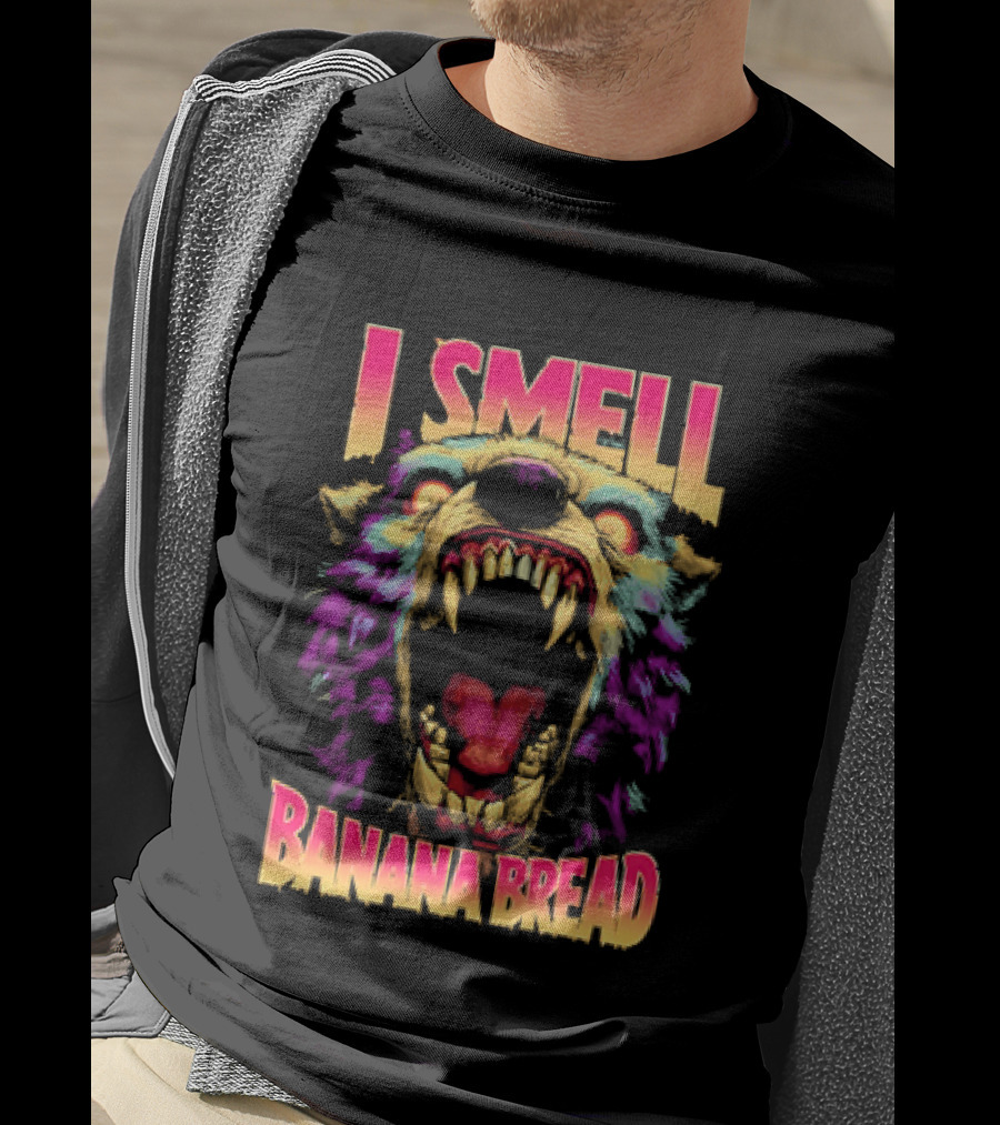 Hungry Werewolf I Smell Banana Bread Colorful Roaring Beast T-Shirt