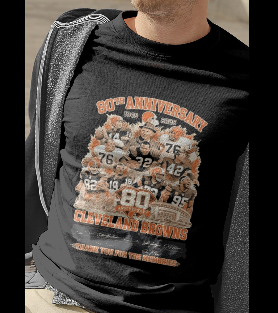 Cleveland Browns 80th Anniversary 1946 2026 Thank You For The Memories T-Shirt