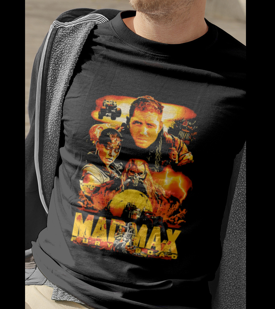 Mad Max Fury Road Characters Illustrated In Bold Orange Tones T-Shirt