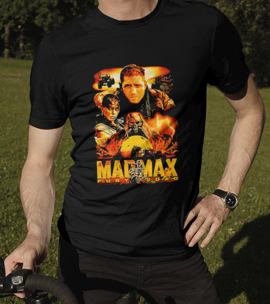 Mad Max Fury Road Characters Illustrated In Bold Orange Tones T-Shirt