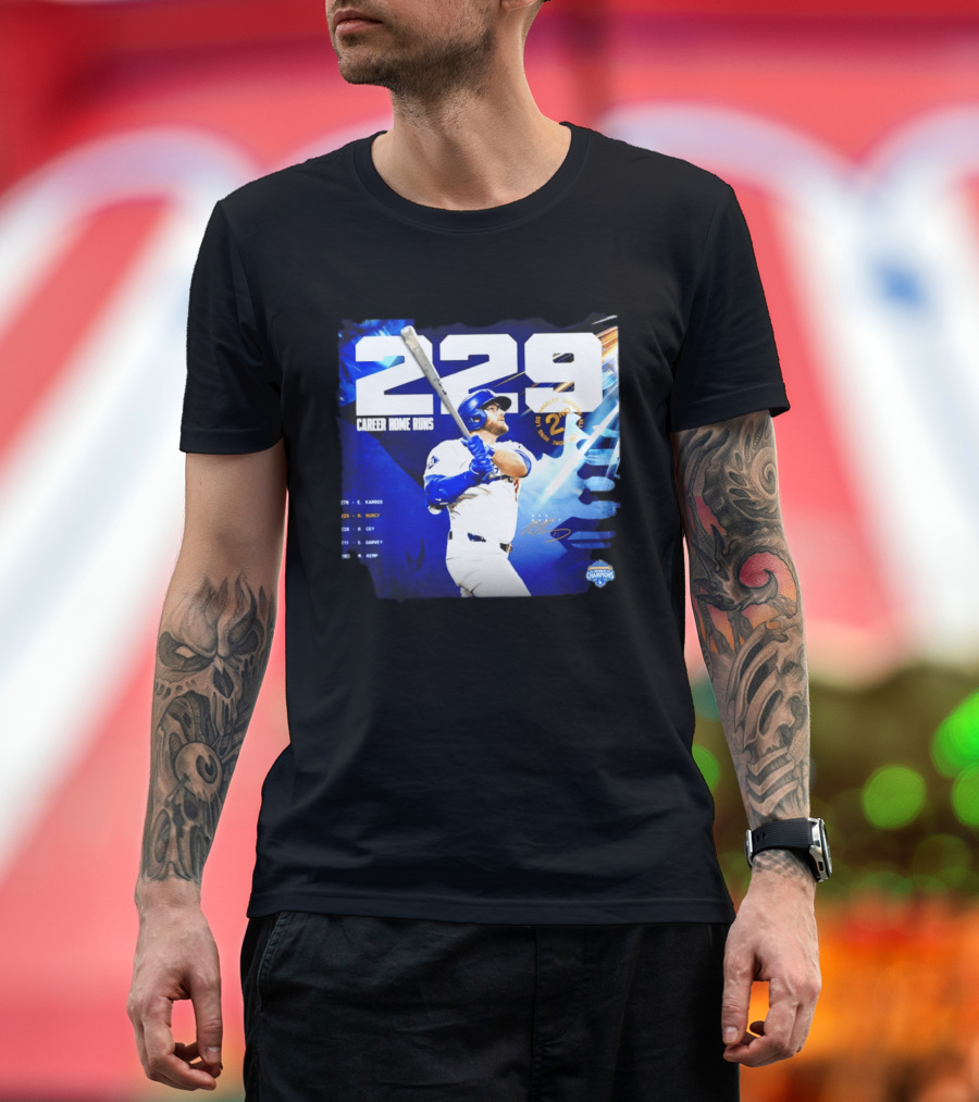 Max Muncy Los Angeles Dodgers 229 Career Home Runs Celebration MLB Champions T-Shirt