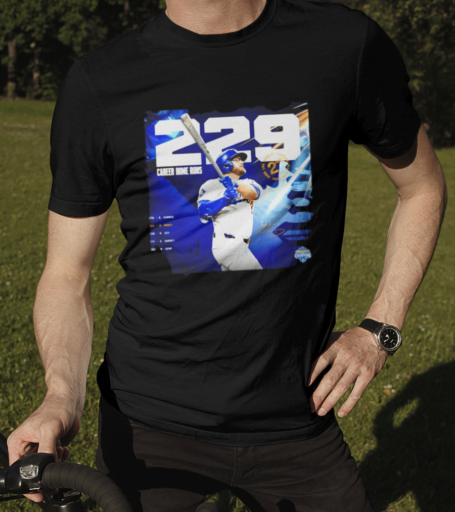 Max Muncy Los Angeles Dodgers 229 Career Home Runs Celebration MLB Champions T-Shirt