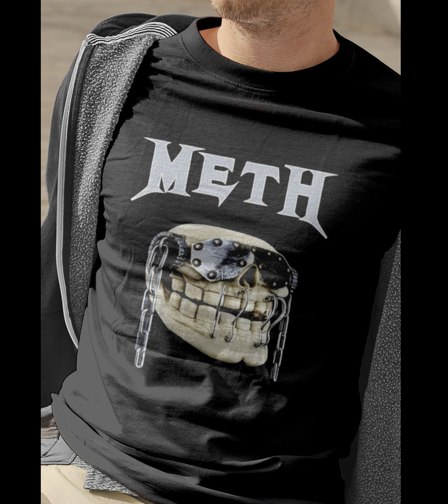 Meth Skull Metal Goggles Chains T-Shirt