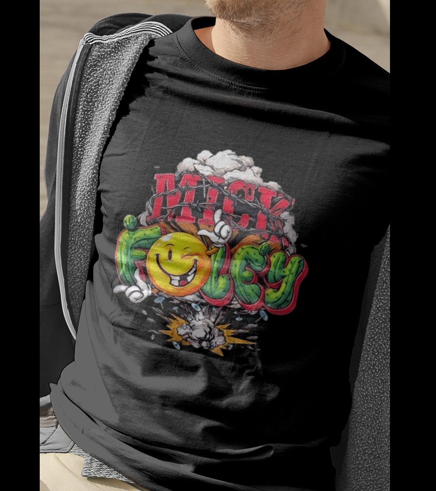 Mick Foley Smiley Explosion Barbed Wire T-Shirt