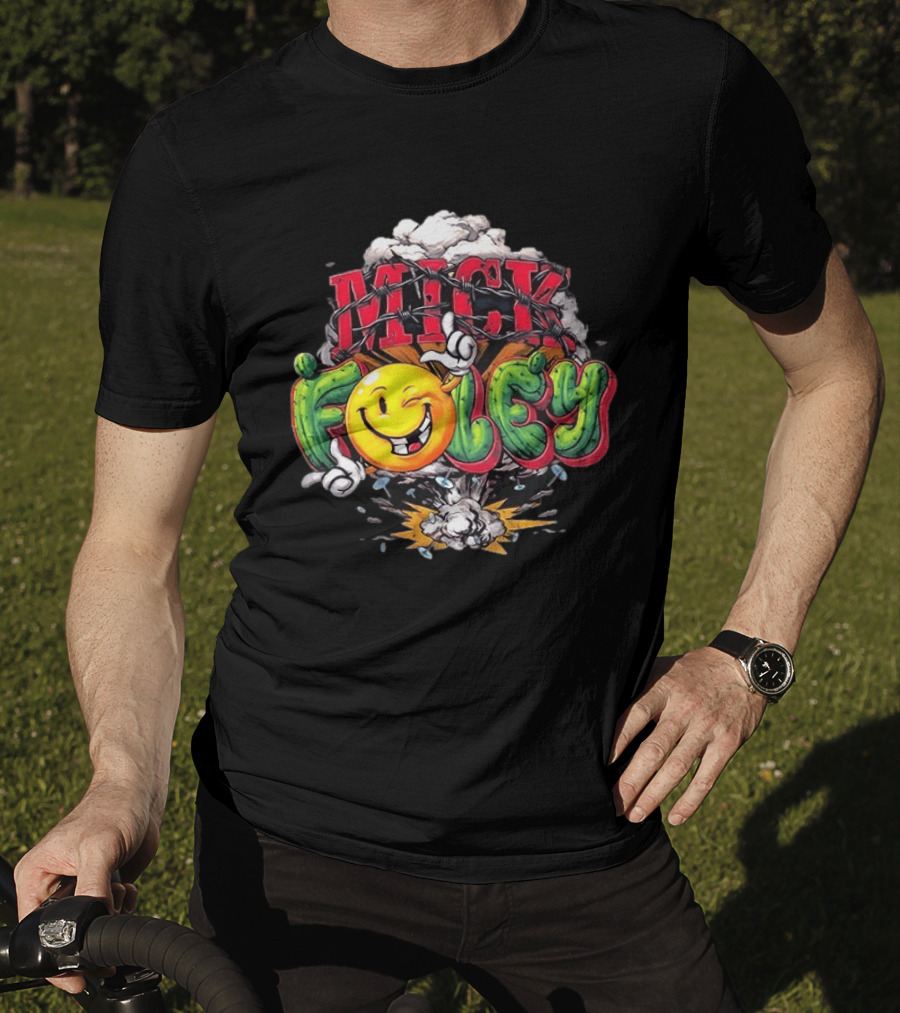 Mick Foley Smiley Explosion Barbed Wire T-Shirt