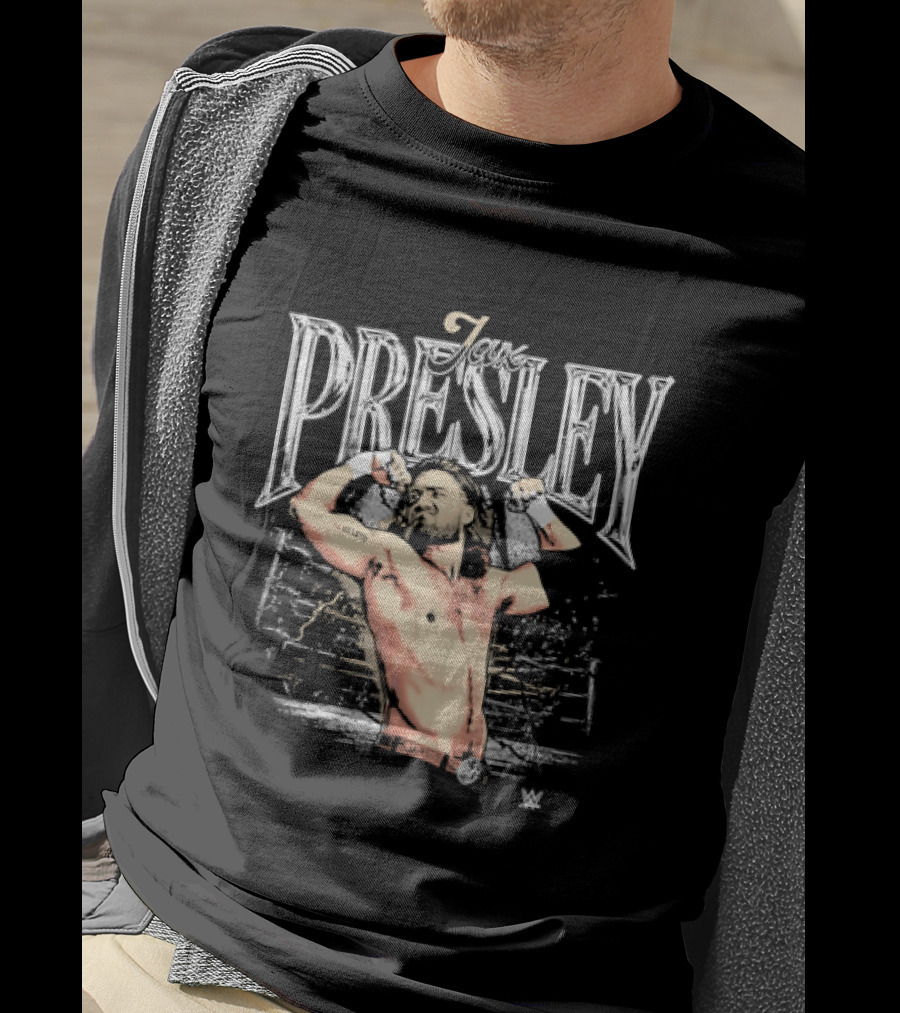 Jax Presley Flexing Muscles WWE Presley Backdrop T-Shirt
