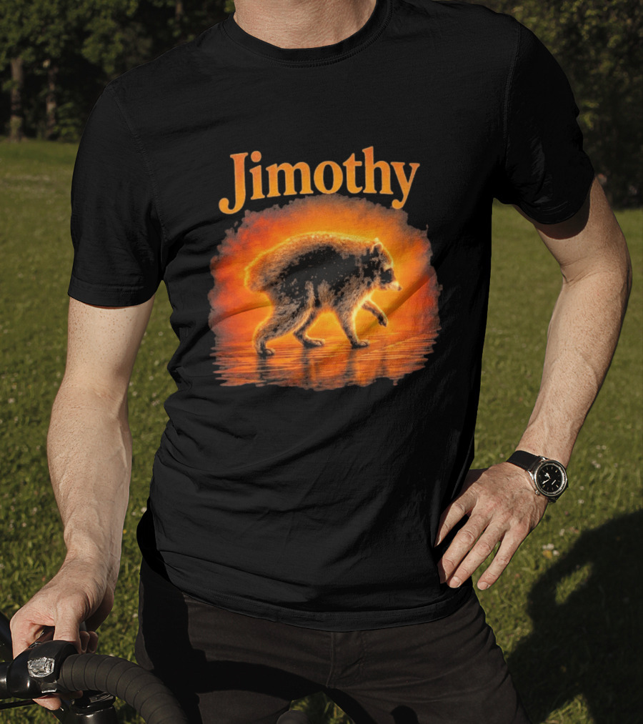 Jimothy Raccoon Silhouette Glowing Sunset Nature Scene T-Shirt