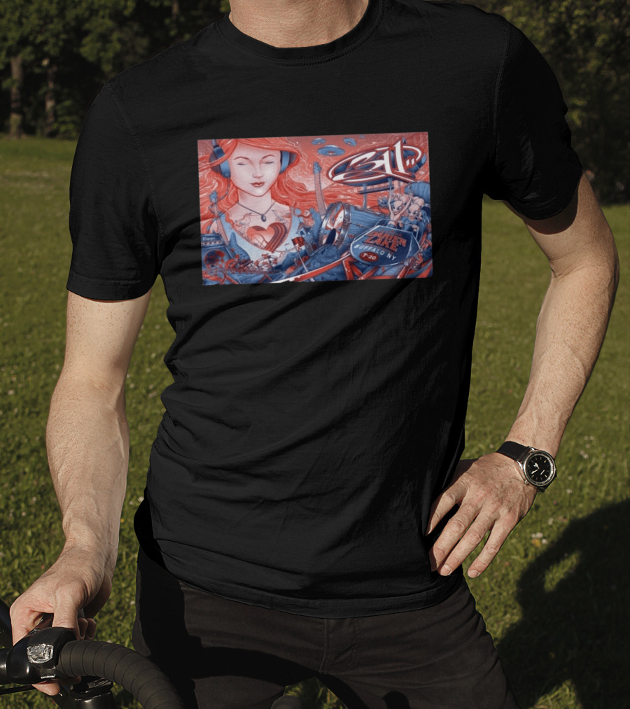 311 Darien Lake 7 20 Buffalo NY Art With Drum And Redhead Listening T-Shirt