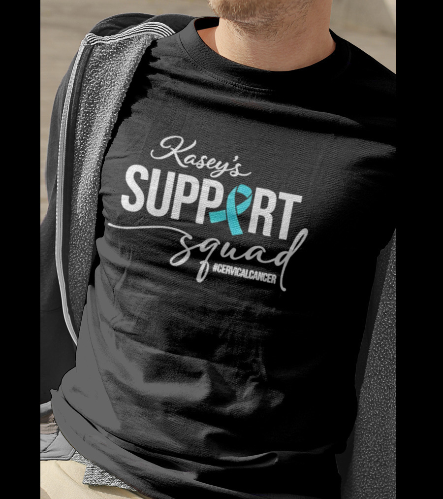 Kasey's Support Squad For Cervical Cancer Awareness Ribbon T-Shirt