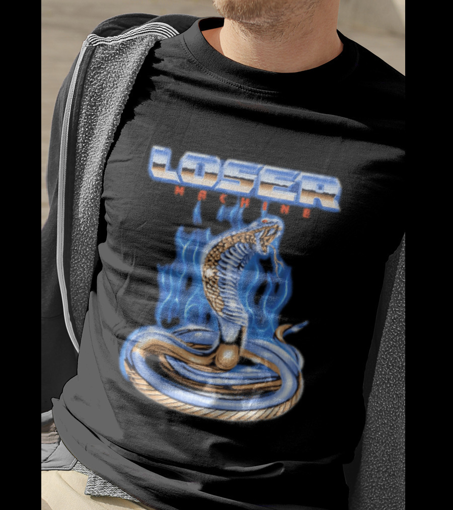 Loser Machine Cobra Flaming Blue Serpent Roaring Snake T-Shirt