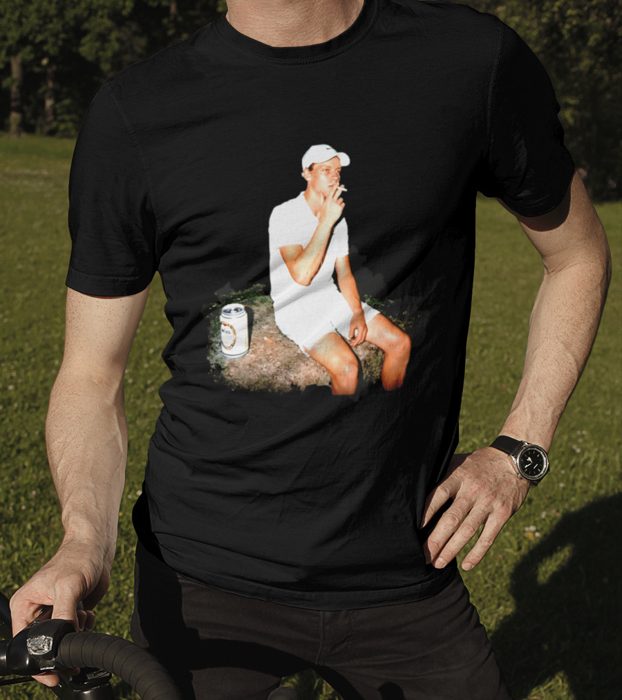 Wimbledon 2026 Men's Singles Italy Jannik Sinner Smoking With Beer T-Shirt