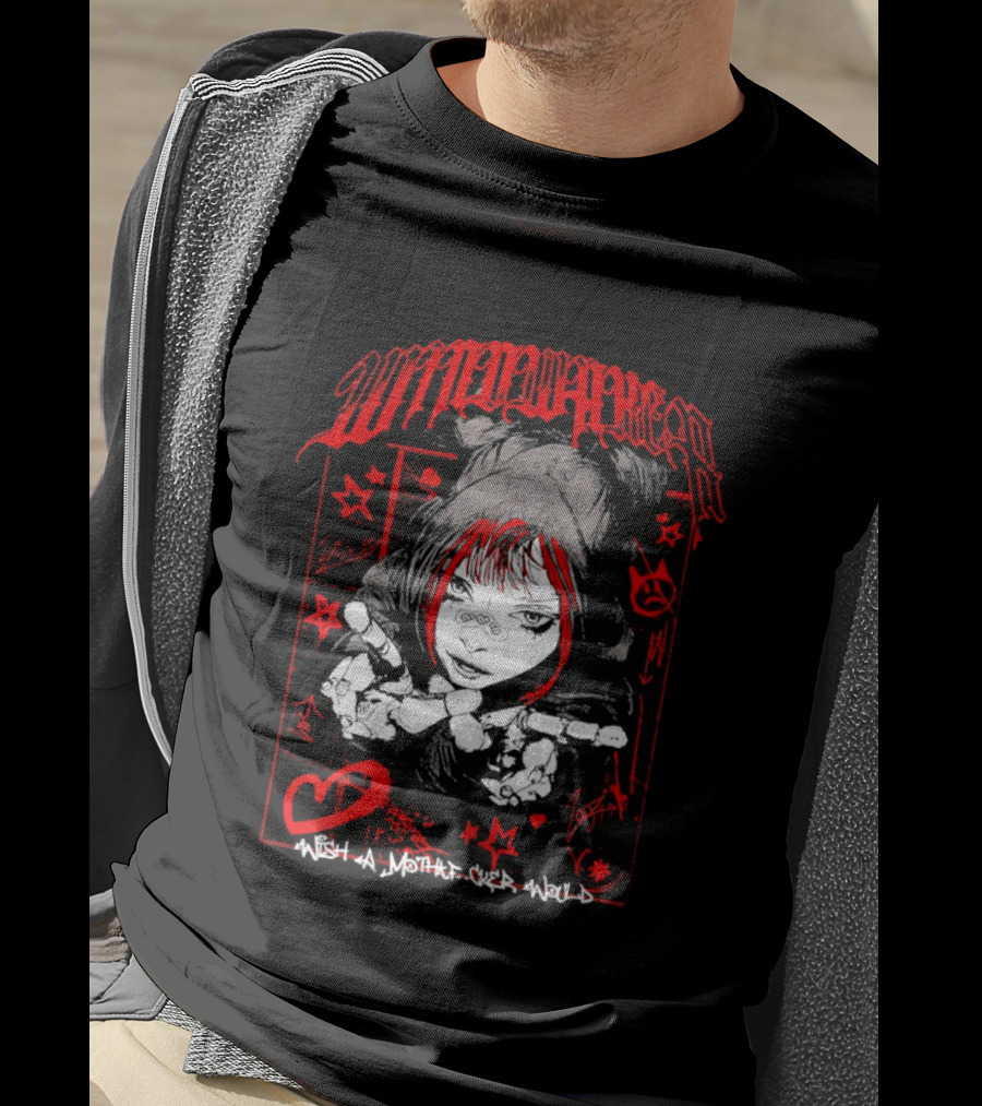 Windwaker Wish A Mfer Would Red And Black Graphic With Stars And Peace T-Shirt