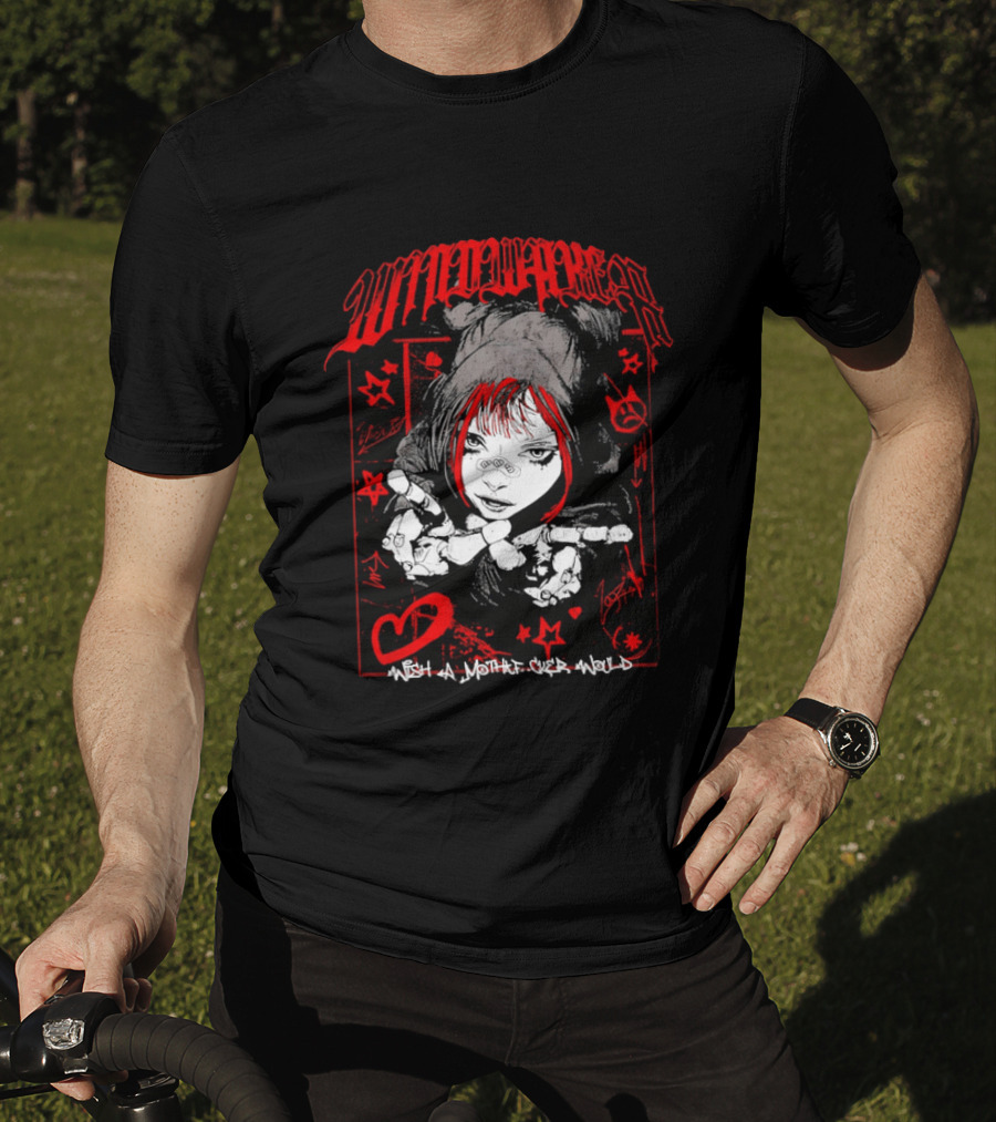 Windwaker Wish A Mfer Would Red And Black Graphic With Stars And Peace T-Shirt