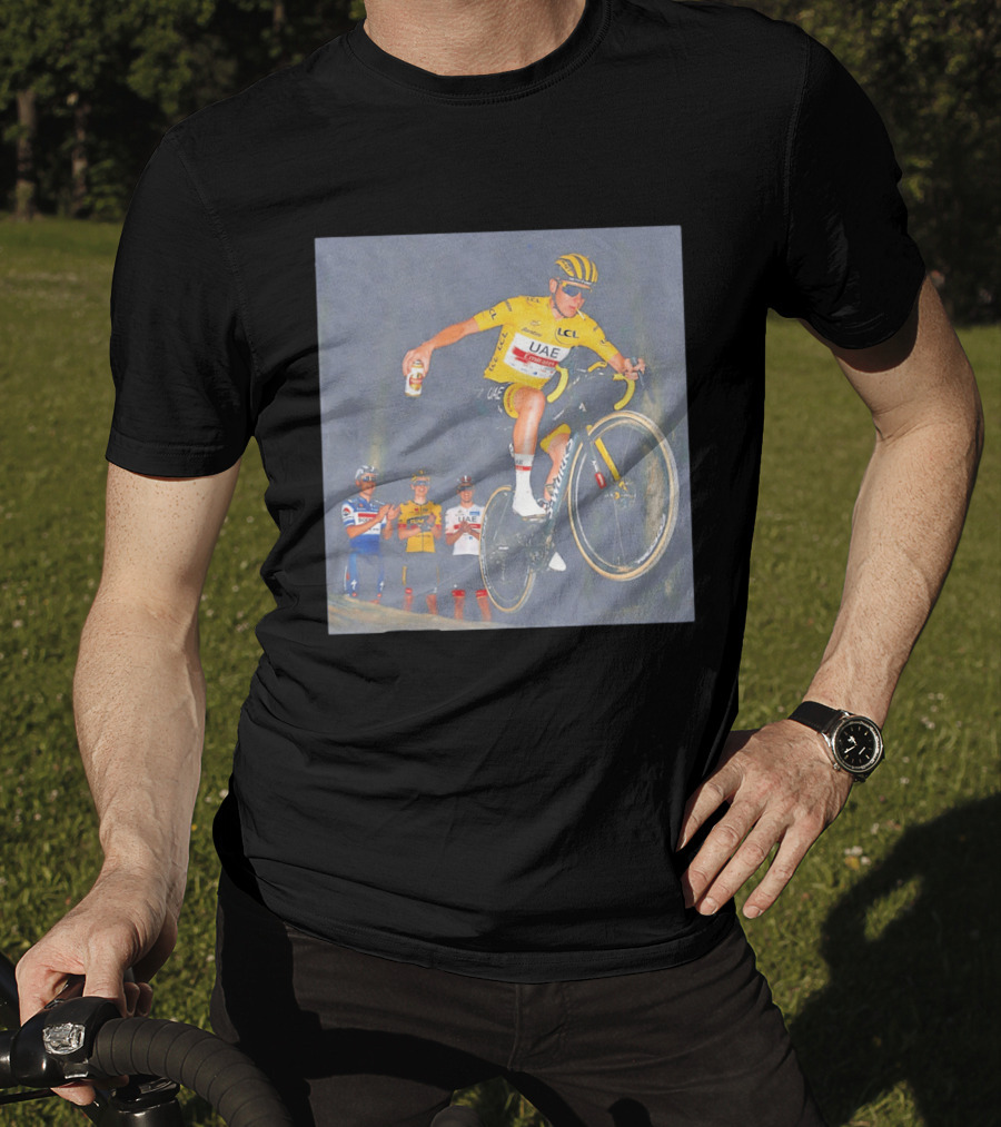 Tadej Pogačar UAE Emirates Cycling Team With Beer Can Stunt T-Shirt
