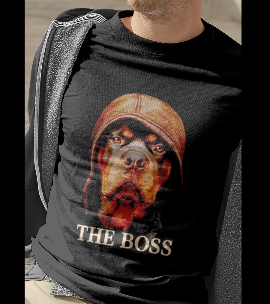The Boss Rottweiler Wearing Aviator Cap T-Shirt