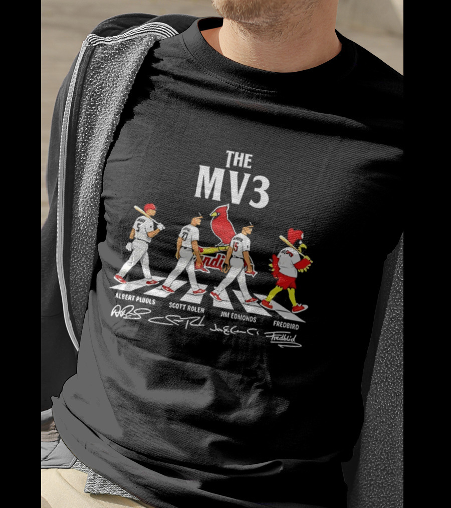 The MV3 Albert Pujols Scott Rolen Jim Edmonds St. Louis Cardinals Abbey Road Fredbird T-Shirt