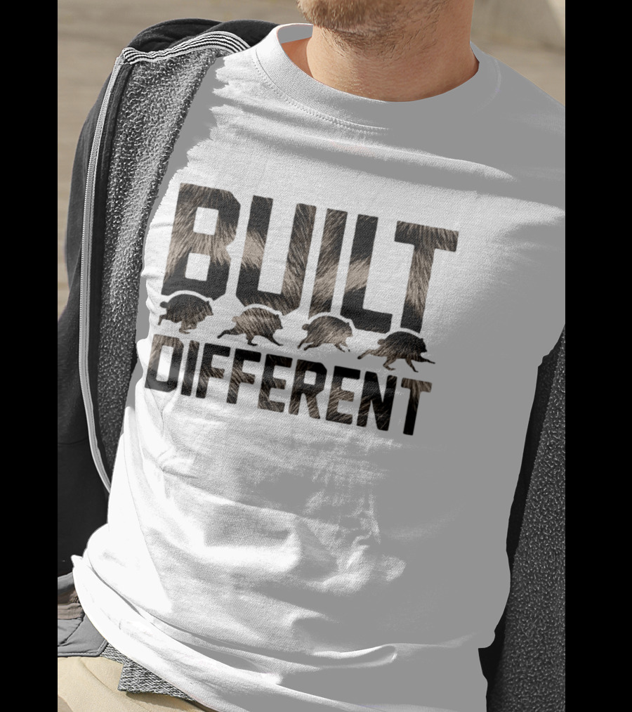Built Different Jimothy Raccoon Cartoon T-Shirt