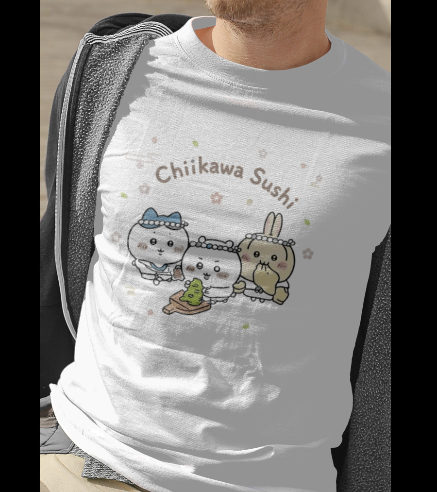 Chiikawa Sushi Chef Kawaii Hachiware Characters Eating T-Shirt