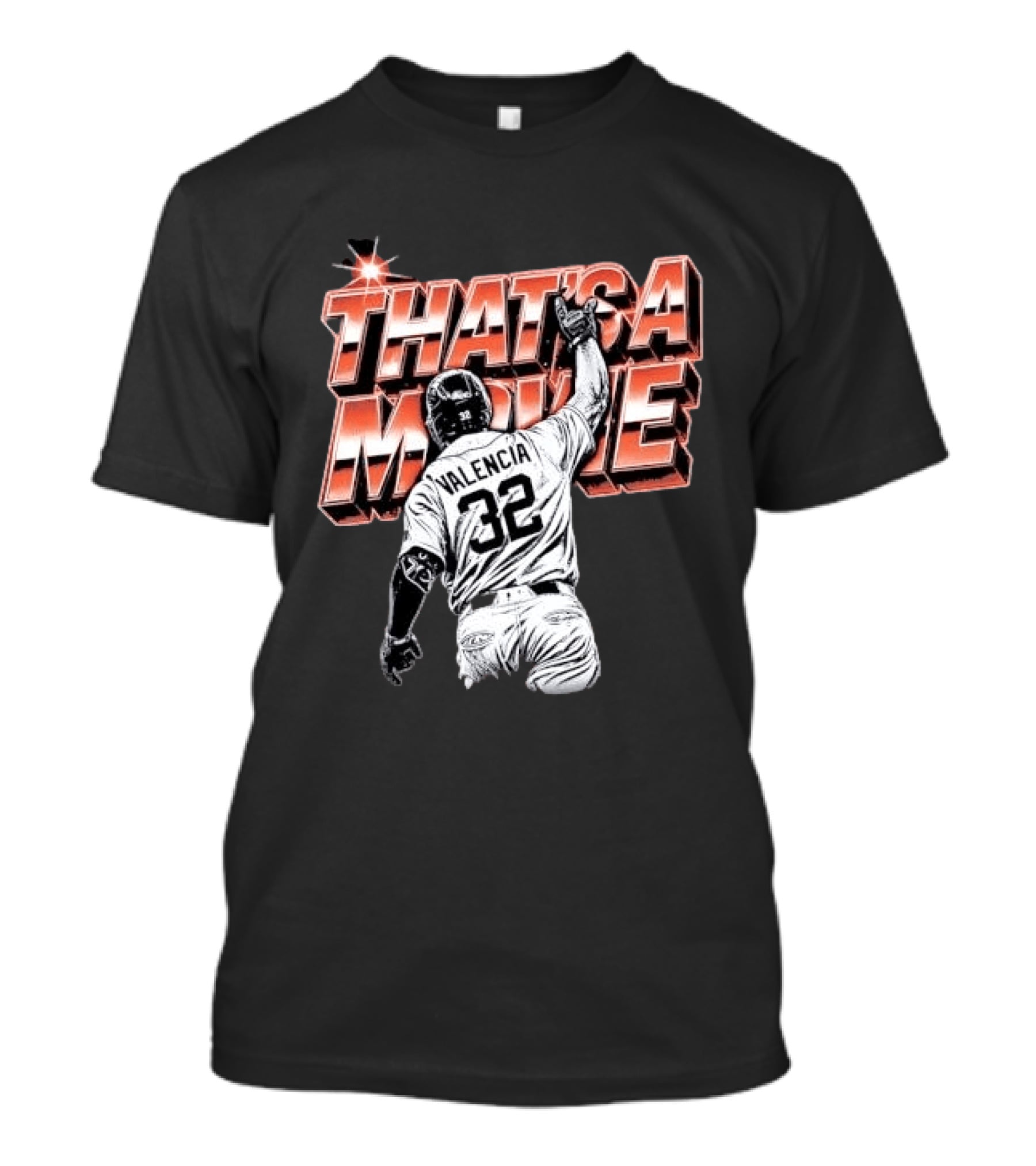 Valencia That's A Movie Baseball Iconic Pose 32 Pointing Skyward T-Shirt