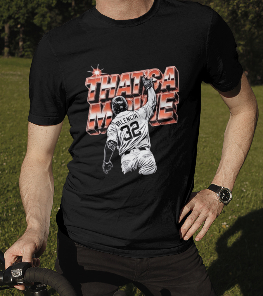 Valencia That's A Movie Baseball Iconic Pose 32 Pointing Skyward T-Shirt