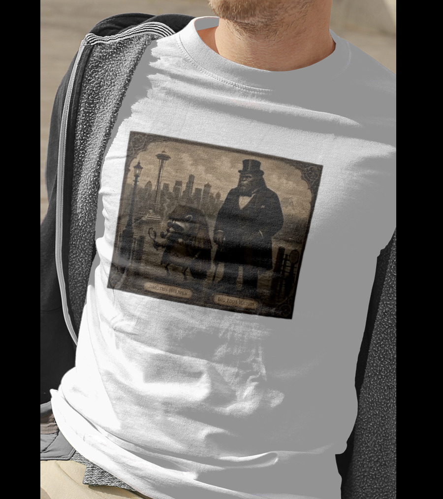 Jimothy Holmes Bigfoot Watson In Vintage Detective Scene Seattle Skyline T-Shirt