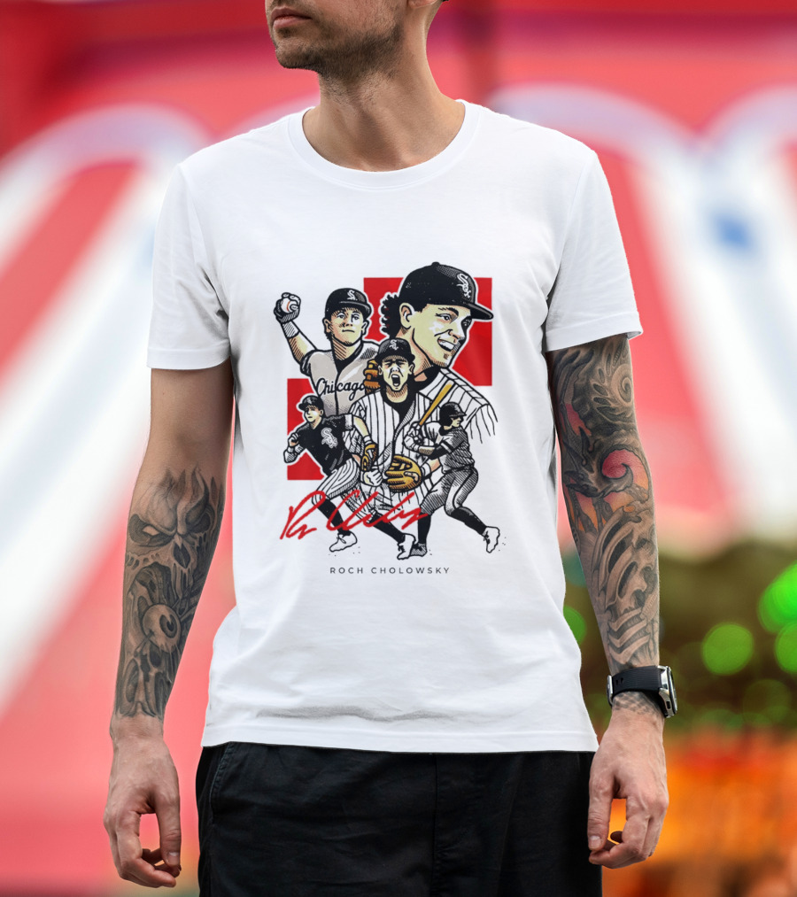 Roch Cholowsky Chicago White Sox Player Artwork Collage T-Shirt
