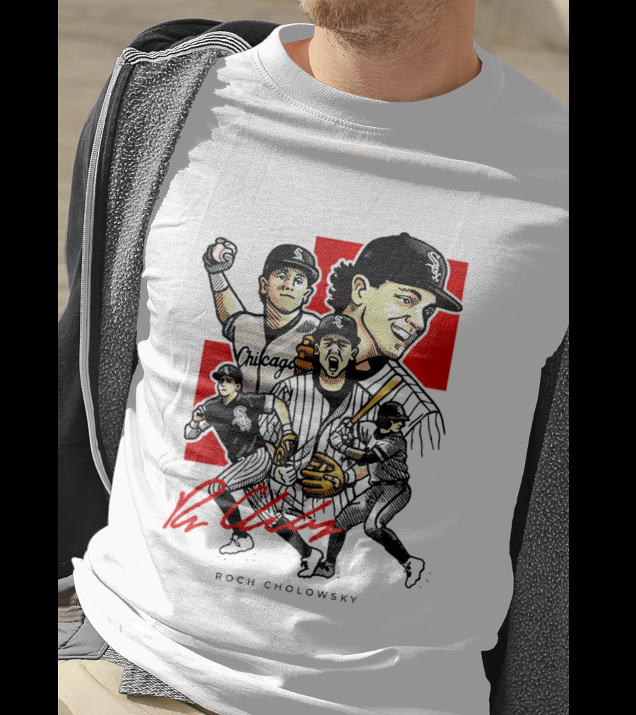 Roch Cholowsky Chicago White Sox Player Artwork Collage T-Shirt