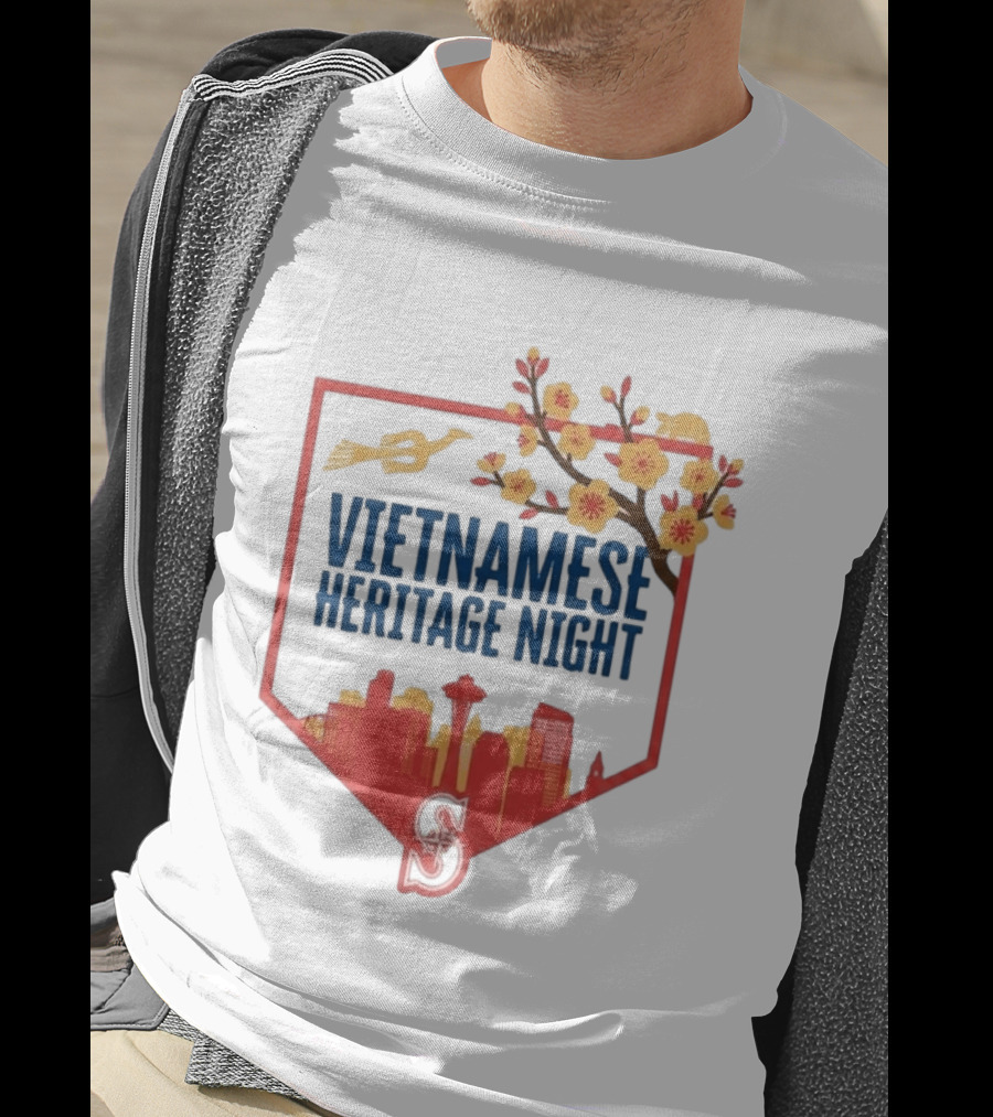 Seattle Mariners Vietnamese Heritage Night Blossom Skyline Celebration T-Shirt