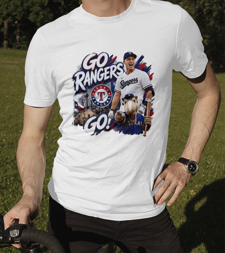 Go Rangers Texas Rangers Baseball Team Spirit Celebration T-Shirt